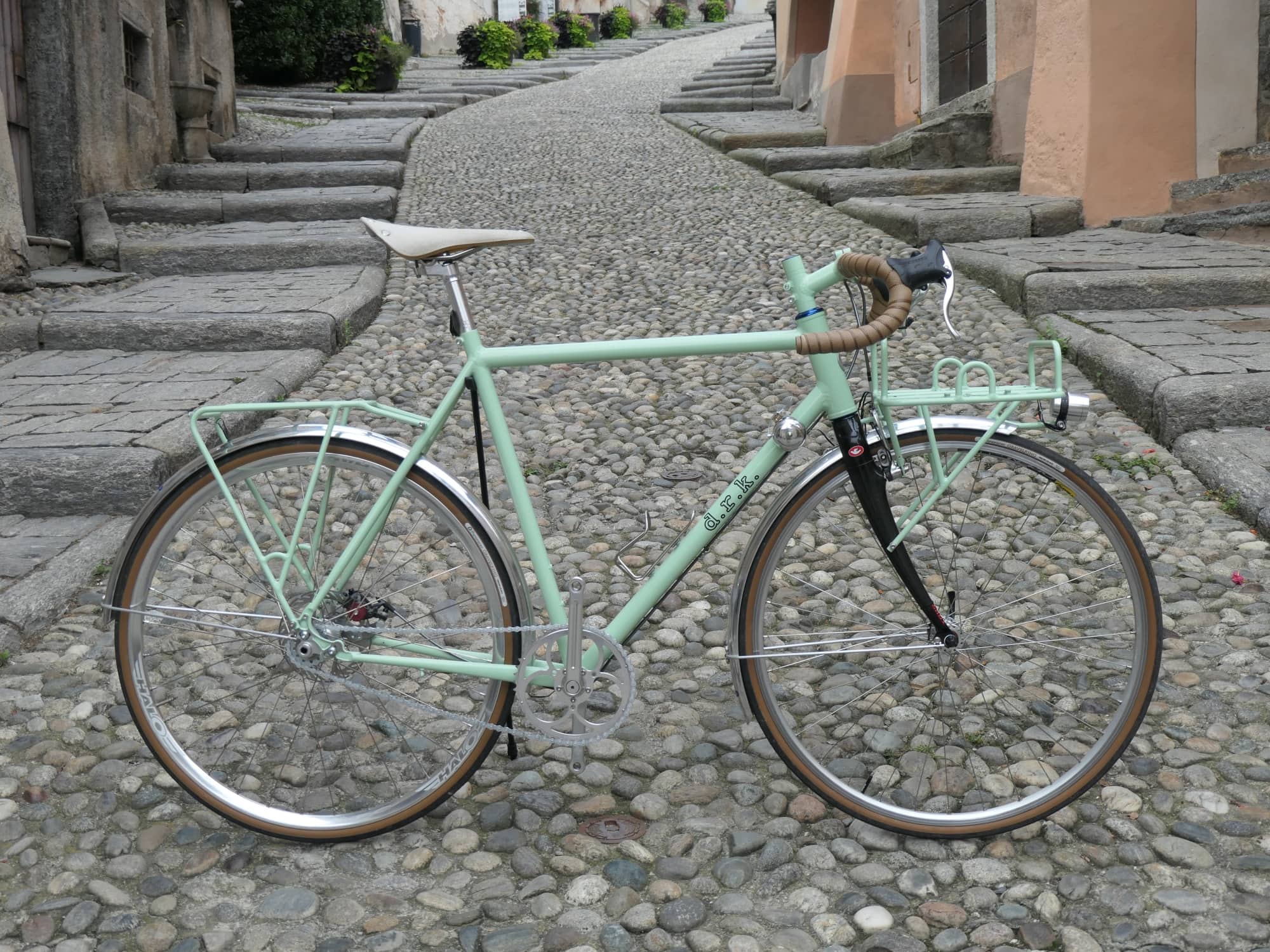 custom hand-made light-blue bicycle