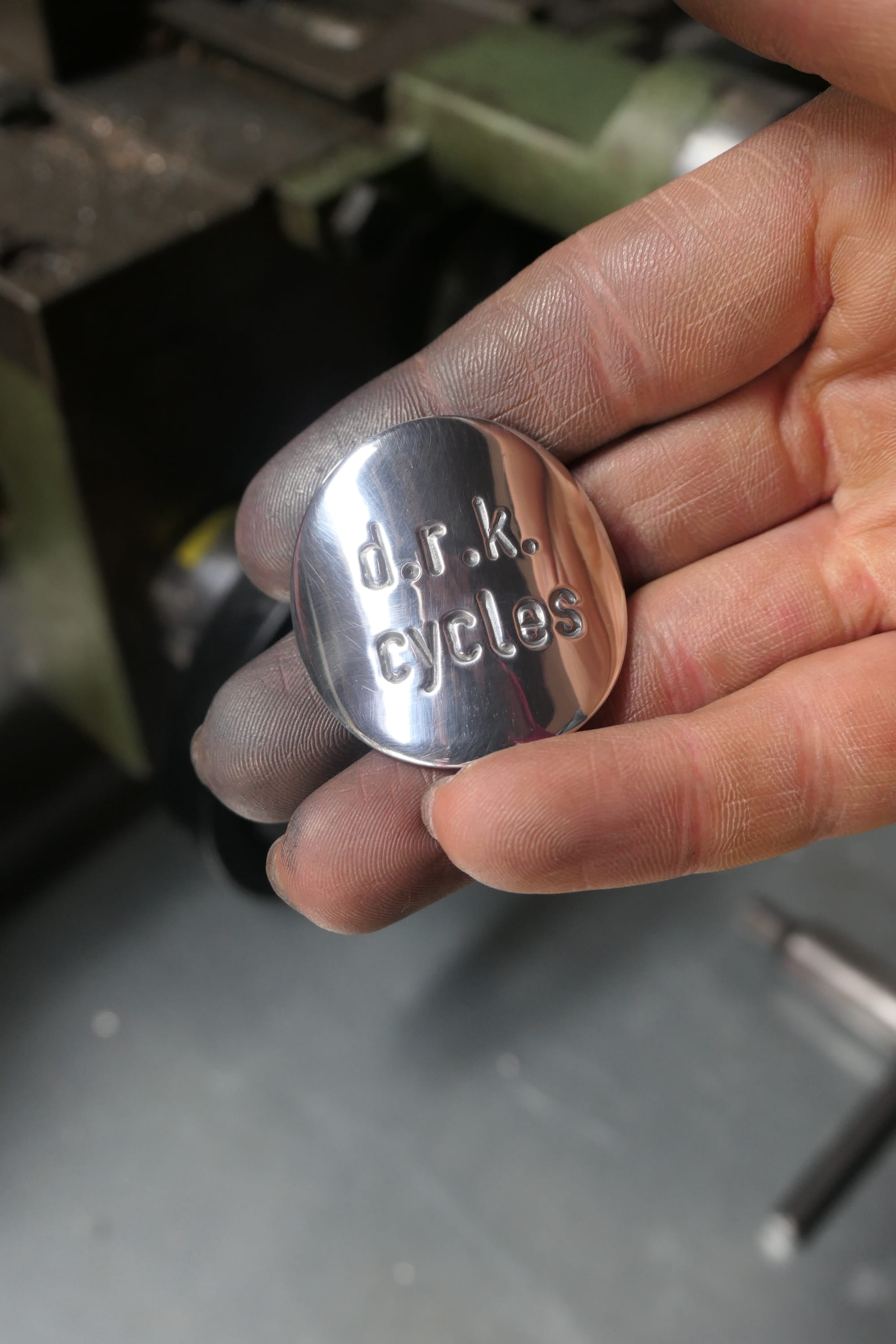 hand-made aluminium drk cycles badge