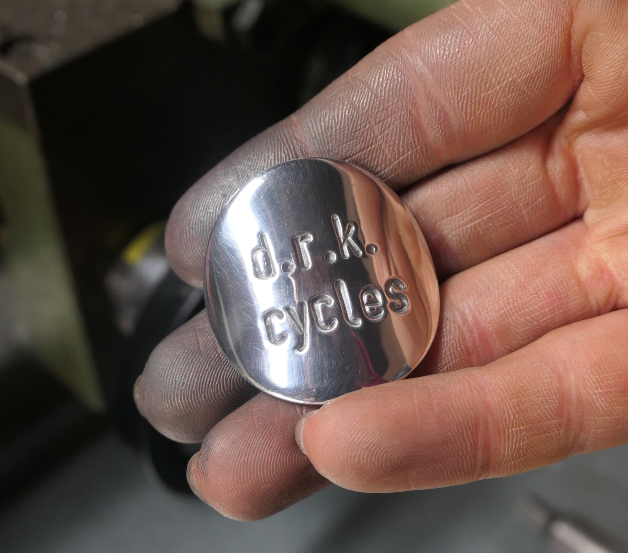 hand-made aluminium drk cycles badge